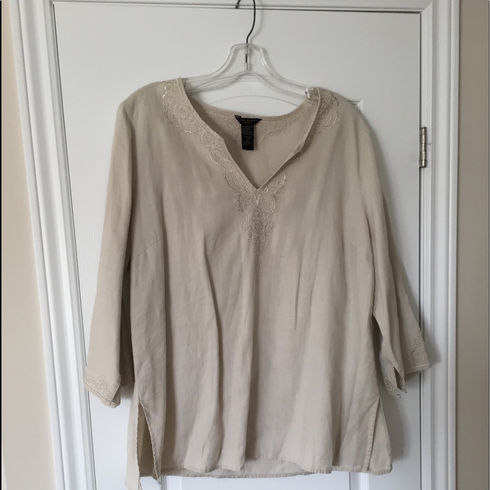100% linen tunic beige 3x